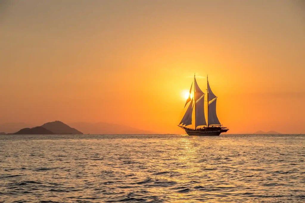 Phinisi sailing in open water