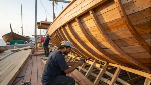 Teak Deck Repair and Recaulking in a Bali Yard